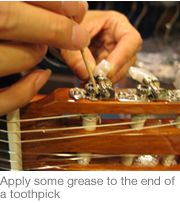 Tuning keys are smoother with instrument grease