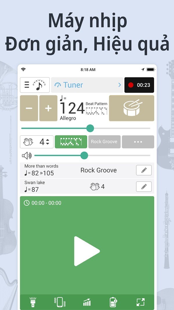 Nhấn vào nút Tuner để mở bộ chỉnh dây của phần mềm (Nguồn: Internet)