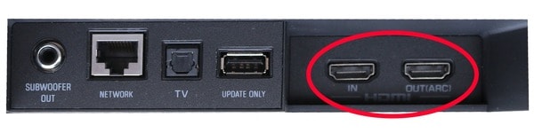 Kết nối đầu cáp HDMI với cổng OUT (ARC) trên soundbar