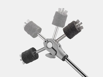Hình ảnh minh họa cấu tạo và phạm vi chuyển động của cơ cấu nghiêng cymbal cho phép điều chỉnh góc vô cấp
