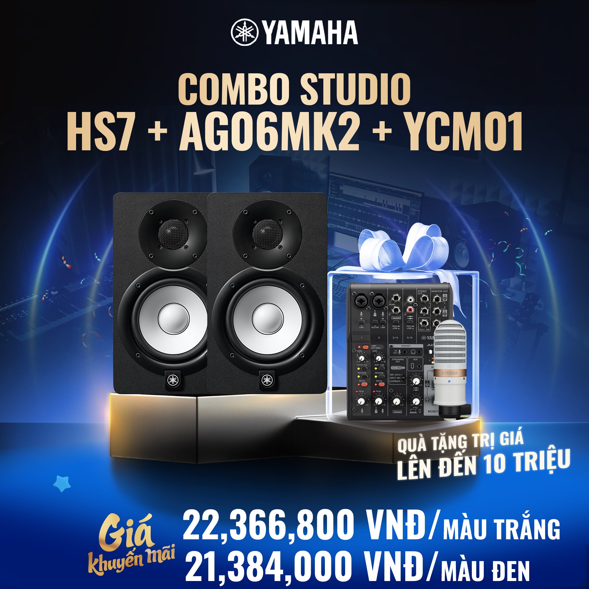 Loa kiểm âm Yamaha HS7 tặng micro YCM01 và mixer AG06MK2