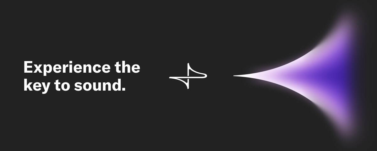 Trải nghiệm chìa khóa của âm thanh. Logo ProVisionaire và hiệu ứng ánh sáng tím