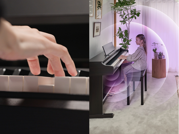 Cảm nhận biểu cảm của bàn phím ARIUS mới và âm thanh lan tỏa từ cây đàn piano ARIUS trong phòng khách.