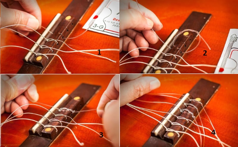 Cách thay dây số 1, 2, 3 trên đàn Guitar Classic  (Nguồn: Internet) 