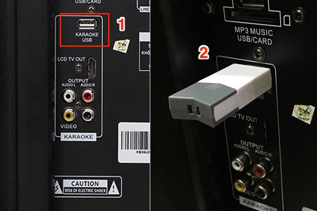 Cắm thẻ nhớ hoặc USB của bạn vào khe cắm tương ứng