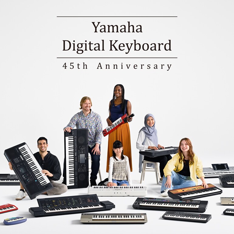 Hình ảnh chủ đạo của trang web Kỷ niệm 45 năm Yamaha Digital Keyboard.