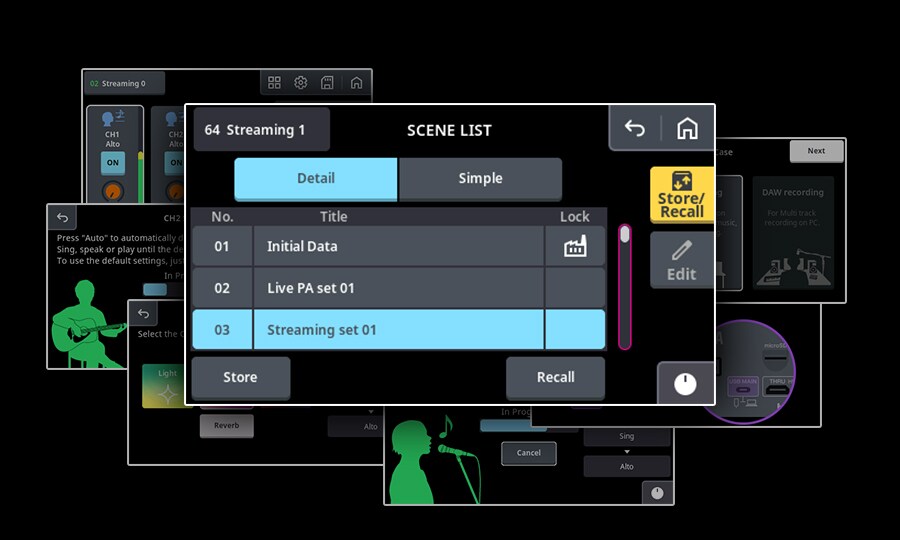 Yamaha URX22: Thay đổi thiết lập nhanh với Scene Recall